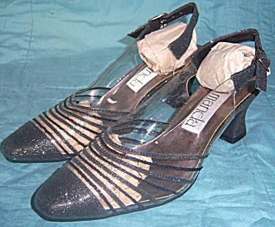Vintage New Nos Shoes Amanda Black Shoes Size 7w