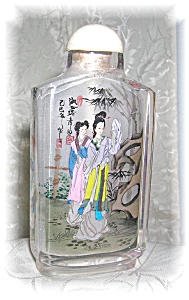 Rock Crystal Japanese Ladies Signed Snuff Bottle